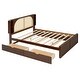 preview thumbnail 28 of 28, Wood Queen Size Platform Bed with Drawers, Trundle and Rattan Storage Headboard
