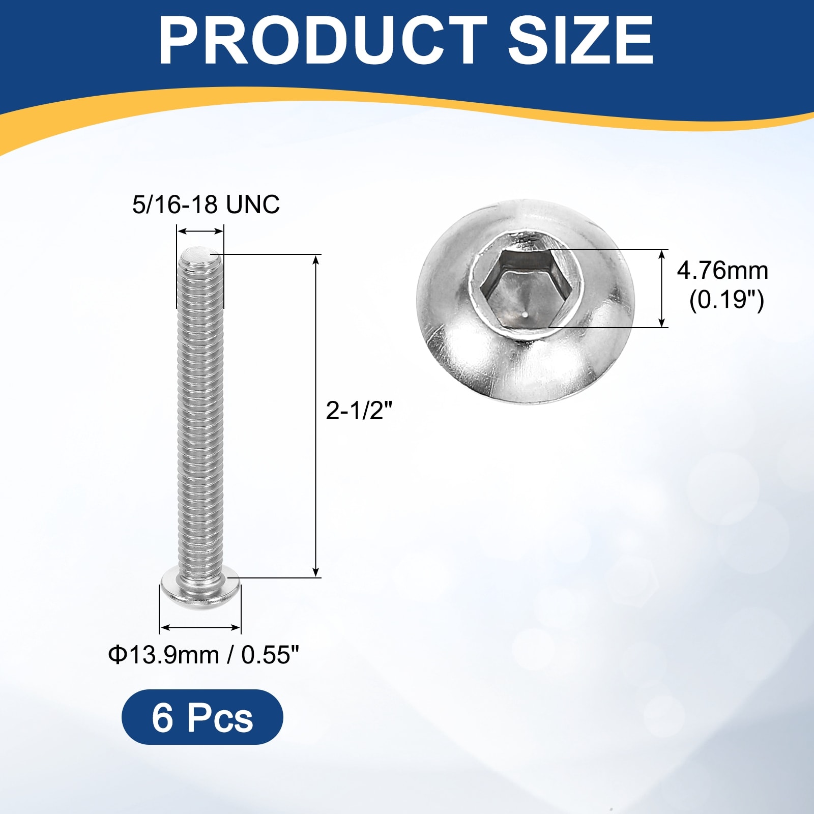 Button Head Socket Cap Screws, Stainless Steel Hex Drive Fully Thread Machine Bolts Screw for Furniture