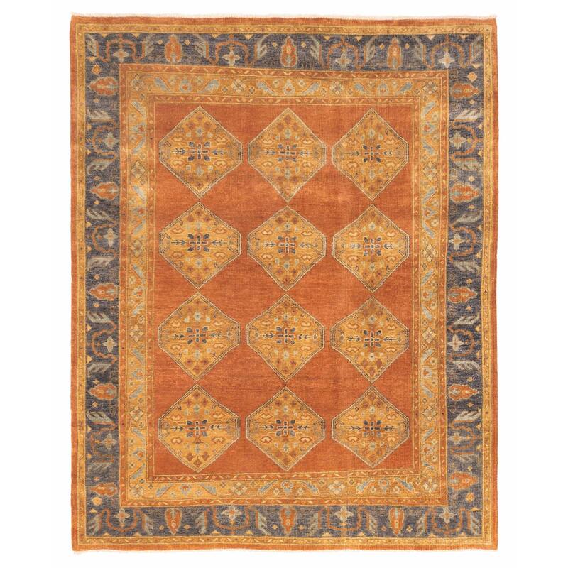 ECARPETGALLERY Hand-knotted Finest Agra Jaipur Copper Wool Rug - 7'10 x 9'9
