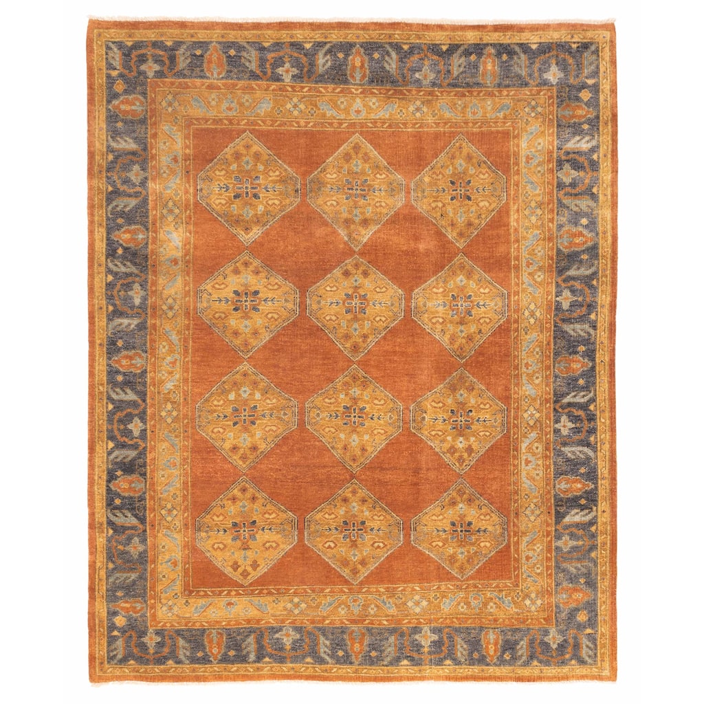 ECARPETGALLERY Hand-knotted Finest Agra Jaipur Copper Wool Rug - 7'10 x 9'9