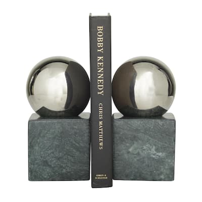 Marble Orb 7 or 10 lbs Decorative Bookends - Set of 2 Silver, Gold, Black - CosmoLiving by Cosmopolitan