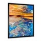 preview thumbnail 2 of 8, Designart 'Orange Sunset Over Whirly Blue Waves' Nautical & Coastal Framed Art Print