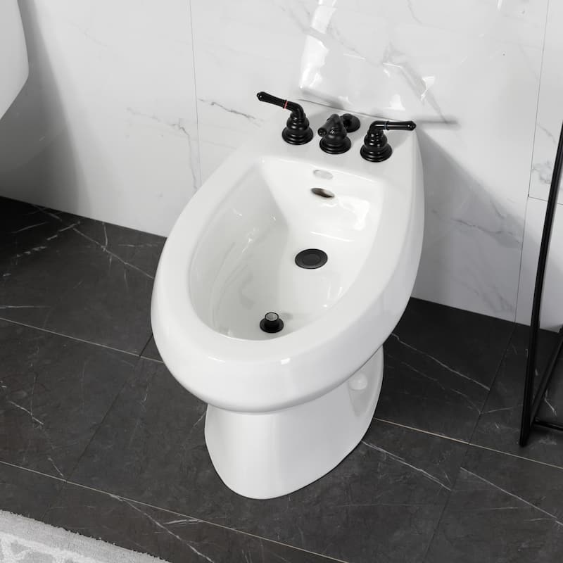 Kingston Brass Magellan Three-Handle Deck Mount Bidet Faucet