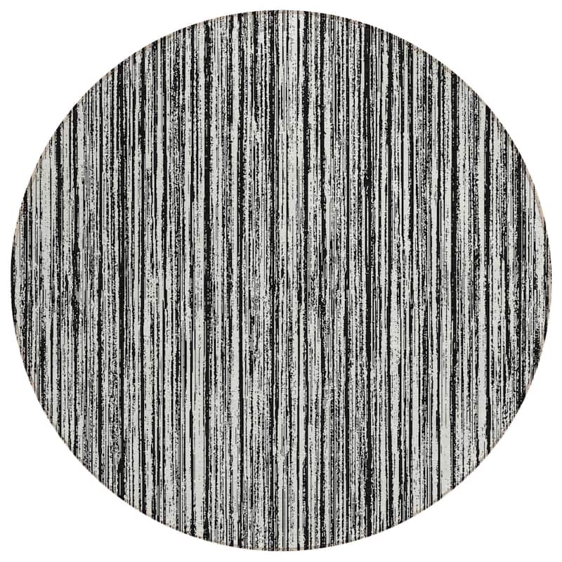 HomeRoots Striped Transitional Rectangle Outdoor Rug