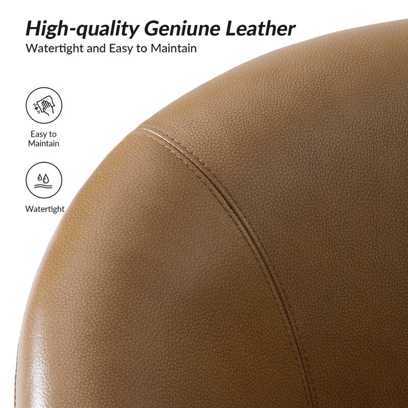 Althea Modern Genuine Leather Swivel Barrel Chair with Solid Wood Base Set of 2 By HULALA HOME