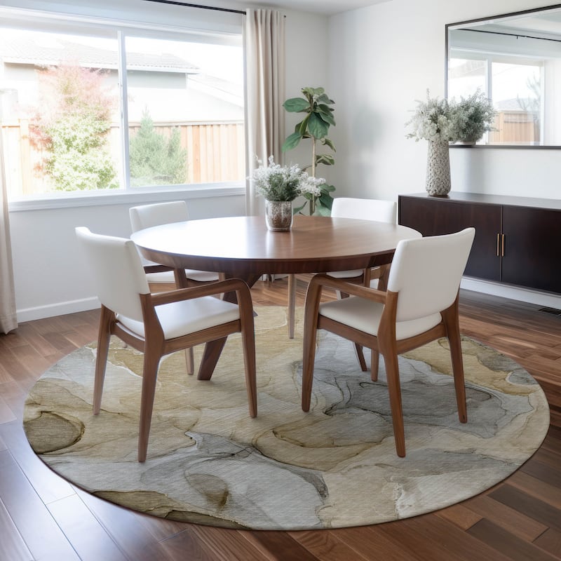 Machine Washable Indoor/ Outdoor Chantille Watercolor Brown Rug
