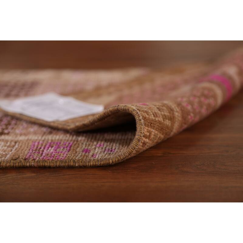 Hand Knotted Oriental 100% Wool Carpet Transitional Tribal Brown Anatolian Area Rug - 3' 0'' X 1' 10''