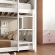 preview thumbnail 4 of 10, Twin over Twin House Floor Bunk Bed w/ Headboards, Footboards and Ladder, Rubber Wood Bunk Bed w/ Safety Guardrails, White