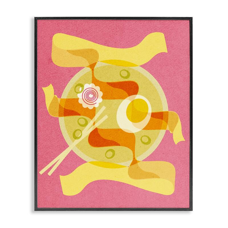 Stupell Retro Mod Ramen Bowl Framed Giclee Art Design By Lil' Rue - 24 x 30 - Black