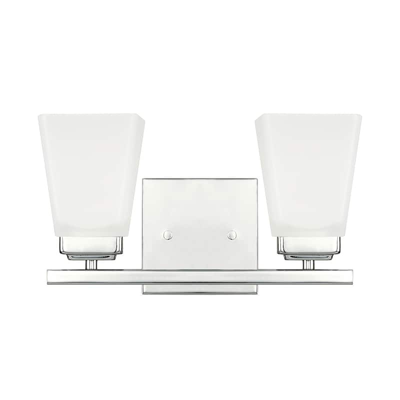 Baxley 13-inch 2-light Bath/ Vanity Fixture w/ Soft White Glass - Polished Nickel
