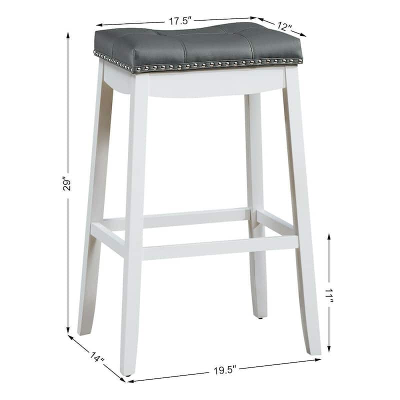 29"Set of 2 Nailhead Saddle Bar Stools - 19.5" x 14" x 29"(L x W x H)