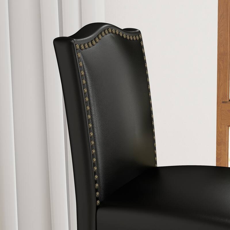 24 Inches Faux Leather Counter Height Bar Stools with Nailhead Trim