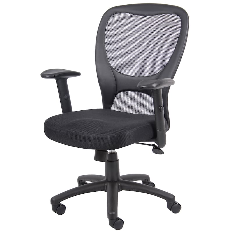Lene Everyday Task Chair, Black CaressoftPlus Vinyl, Adjustable Arms