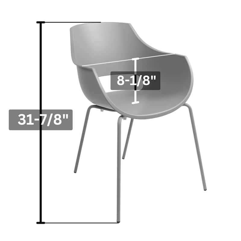 Furnish Theory Urban-ML Pro Indoor/Outdoor Stackable Dining Armchairs Polypropylene Shell & Powder-Coated Steel Legs (Set of 2)