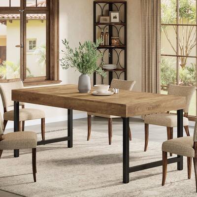Farmhouse Dining Table 55 Inches Industrial Rectangular Kitchen Dinner Table for 4-6