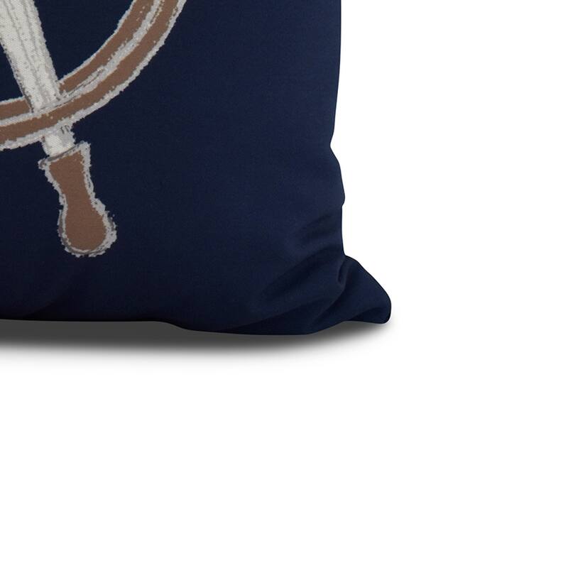 16 x 16 Inch Ship Wheel Geometric Print Outdoor Pillow