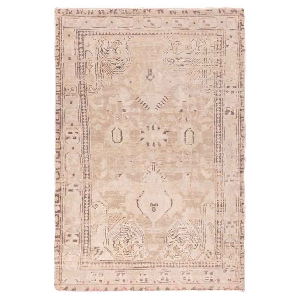 ECARPETGALLERY Hand-knotted Antalya Vintage Brown Wool Rug - 4'0 x 6'1