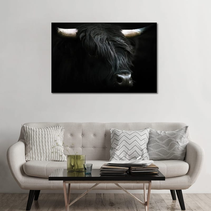 iCanvas "Portrait Of A Black Scottish Wooly Highland Cow In Norway" by Michael Schauer Canvas Print - 32x48x1.5