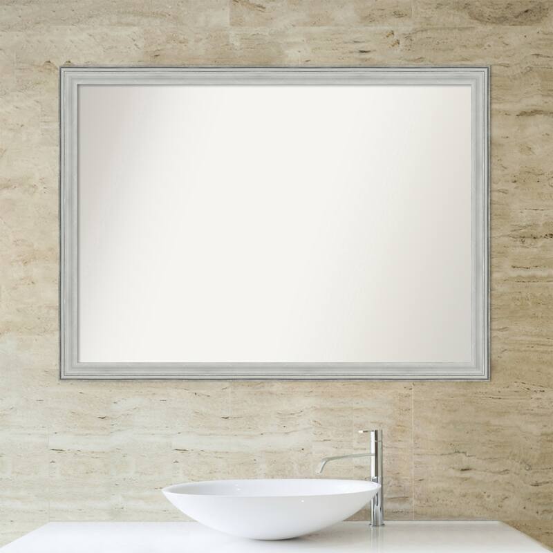 Non-Beveled Wood Bathroom Wall Mirror - Bel Volto Silver Frame