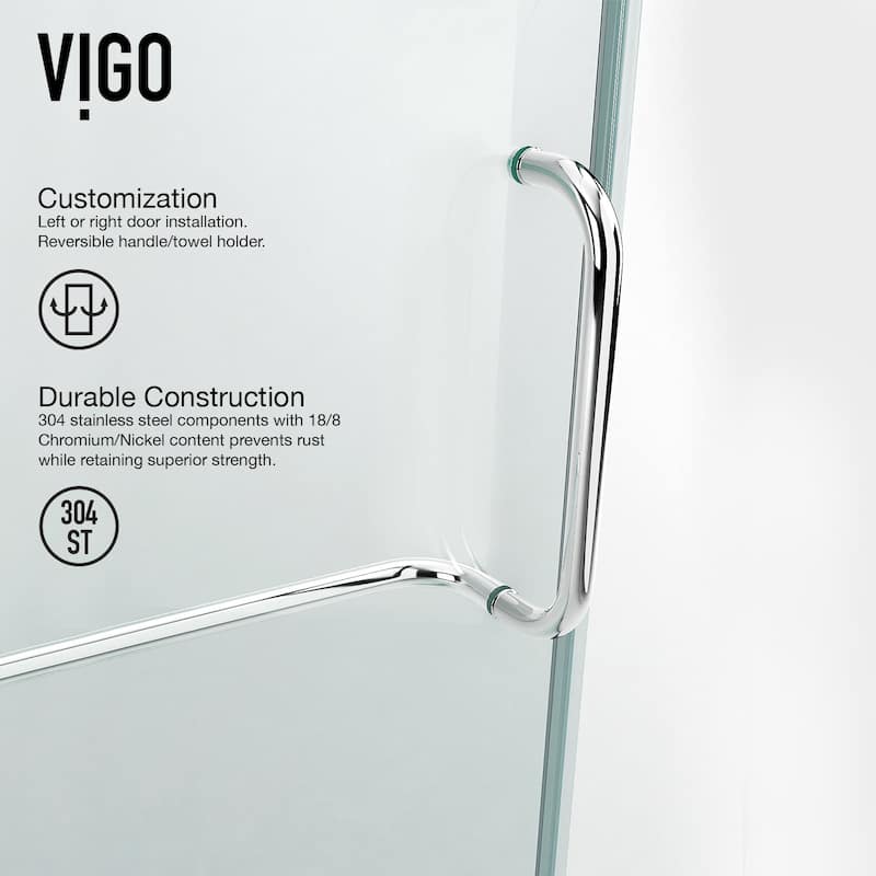 VIGO Pacifica 46"D x 34"W x 73"H Frameless Hinged Shower Enclosure