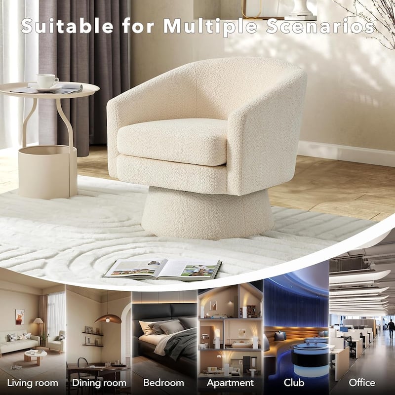 360° Swivel Accent Chair with Arms, Cozy Round Chenille Fabric