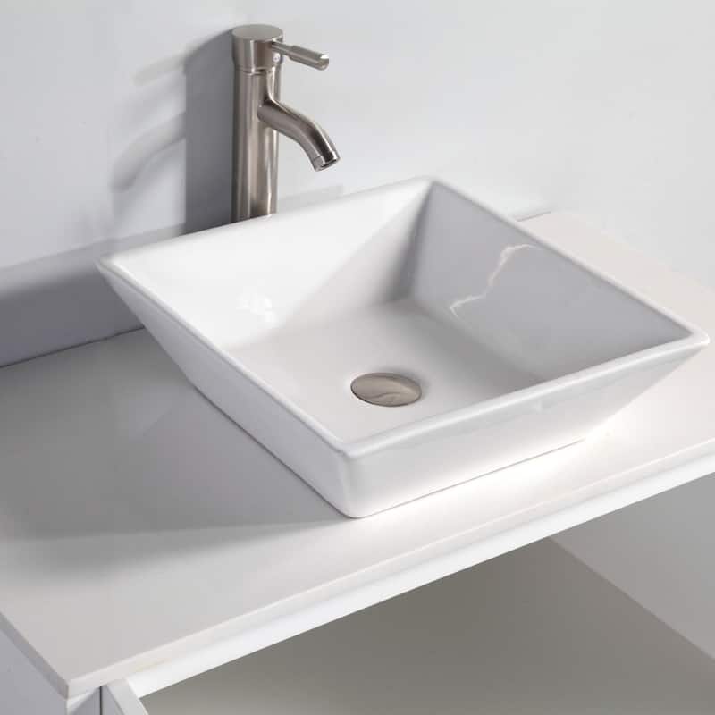 Vanity Art 84" Double Sink Bathroom Vanity Set with Engineered Marble Top and Free Mirrors