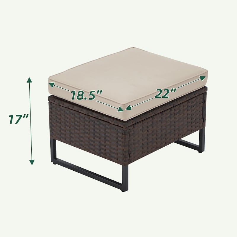 AVAWING 2 PCS Outdoor Wicker Ottomans