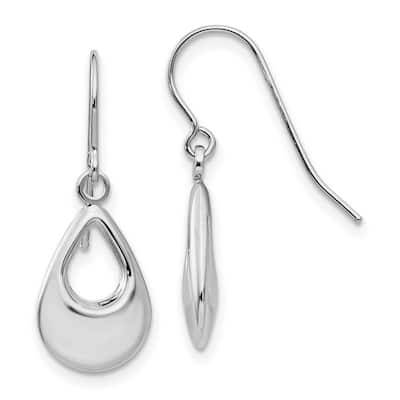 Curata 14k White Gold 24x9mm Polished Teardrop Dangle Hook Earrings