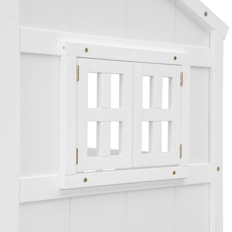 House Loft Bed with Roof,4 Storage Drawers and Windows