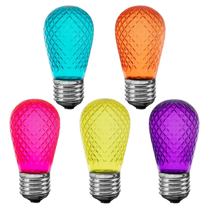 25 Pack LED S14 Faceted Outdoor Patio Edison Replacement Bulbs, Modern Multicolor - Modern Multicolor