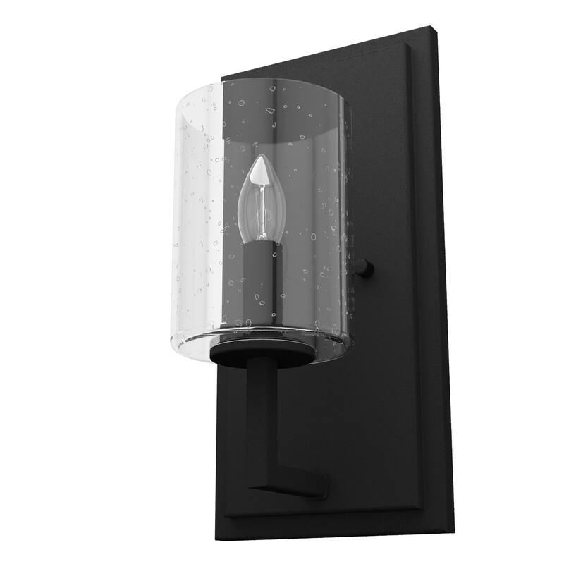 Hunter Kerrison Wall Sconce with Clear Seeded Glass - Contemporary, Industrial, Transitional, Candle - Damp Rated!