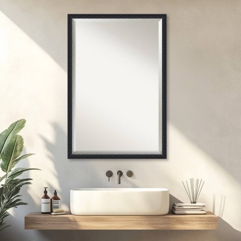 Bethany Beveled Wood Framed Bathroom Vanity Wall Mirror