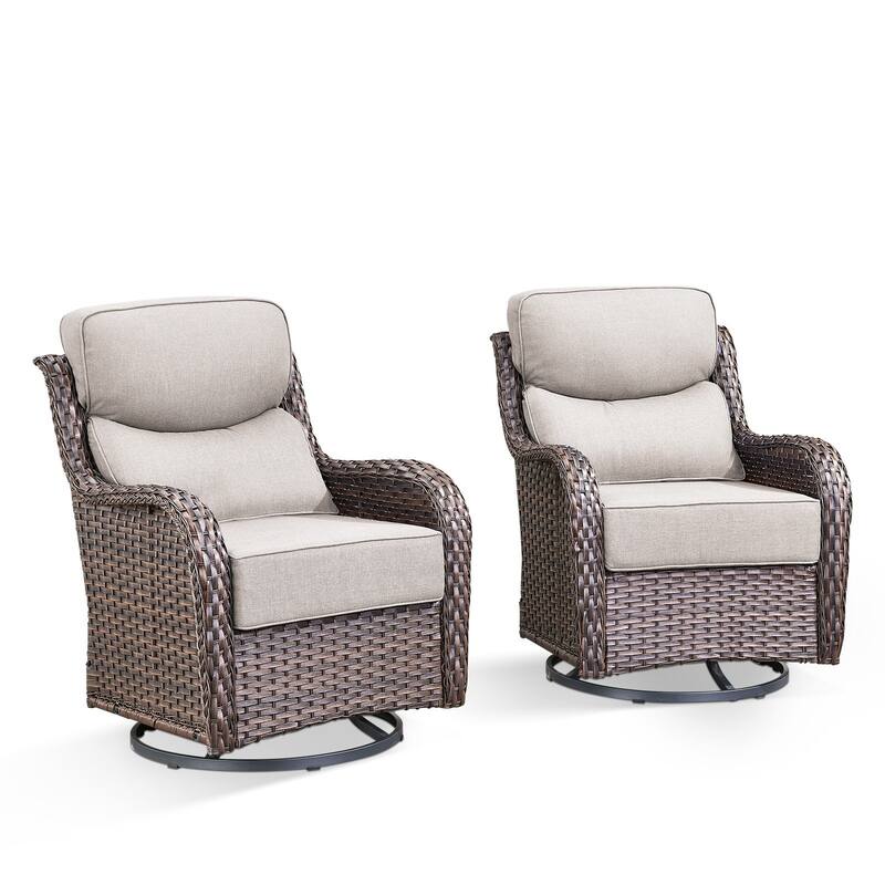 Outdoor Swivel Wicker Patio Chairs Set of 2