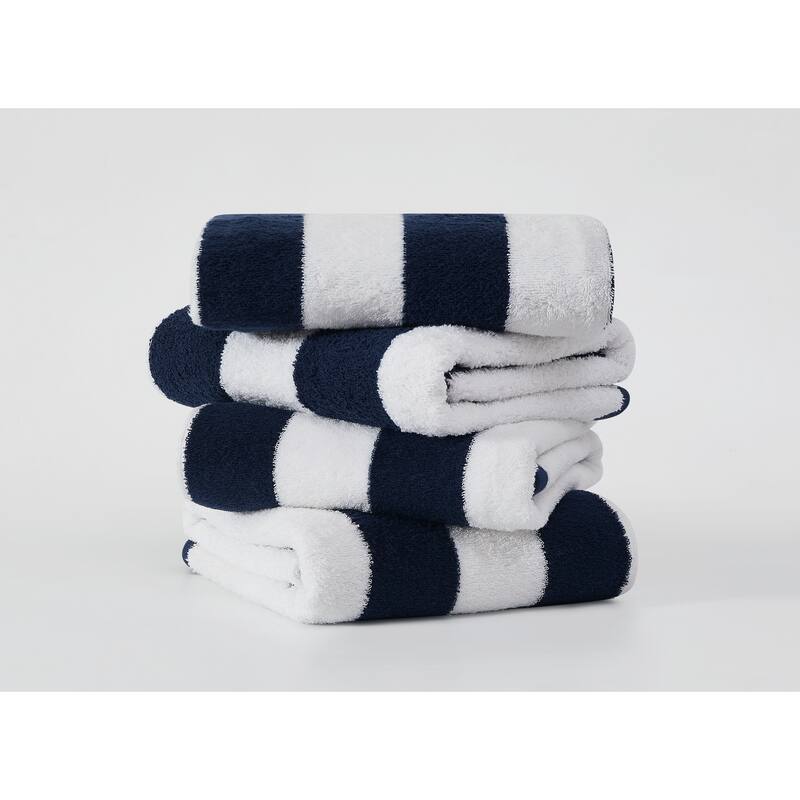4 Pack - Oceanfront Resort Classic Cabana Beach Towel - Navy