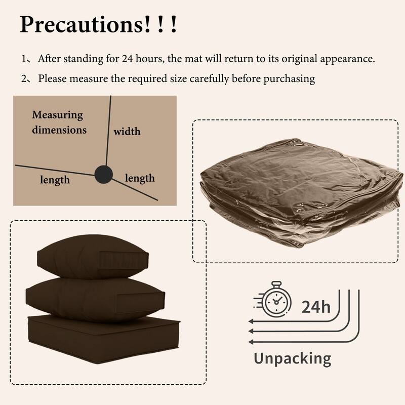 14pcs Outdoor Couch Cushions,4" Waterproof Sectional Rattan Conversation Set Cushions(Only Cushions+Covers,No Sofa) - 14PCS