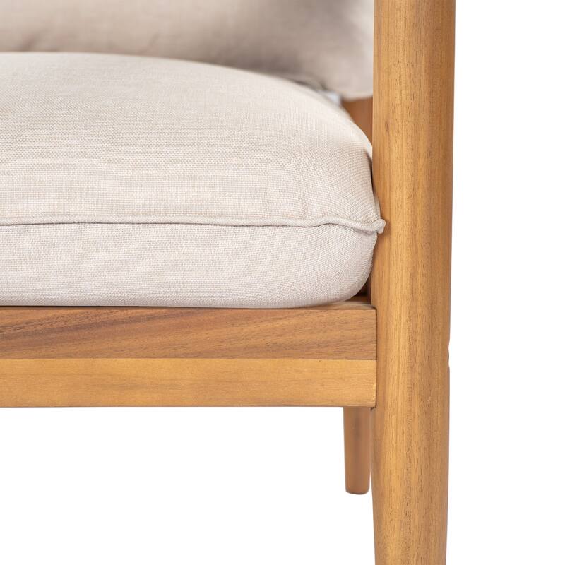 Christopher Knight Home - Terassi Outdoor Acacia Wood 3-Seater Sofa with Wide Armrest & Backrest Support Cushion - 76.25"W