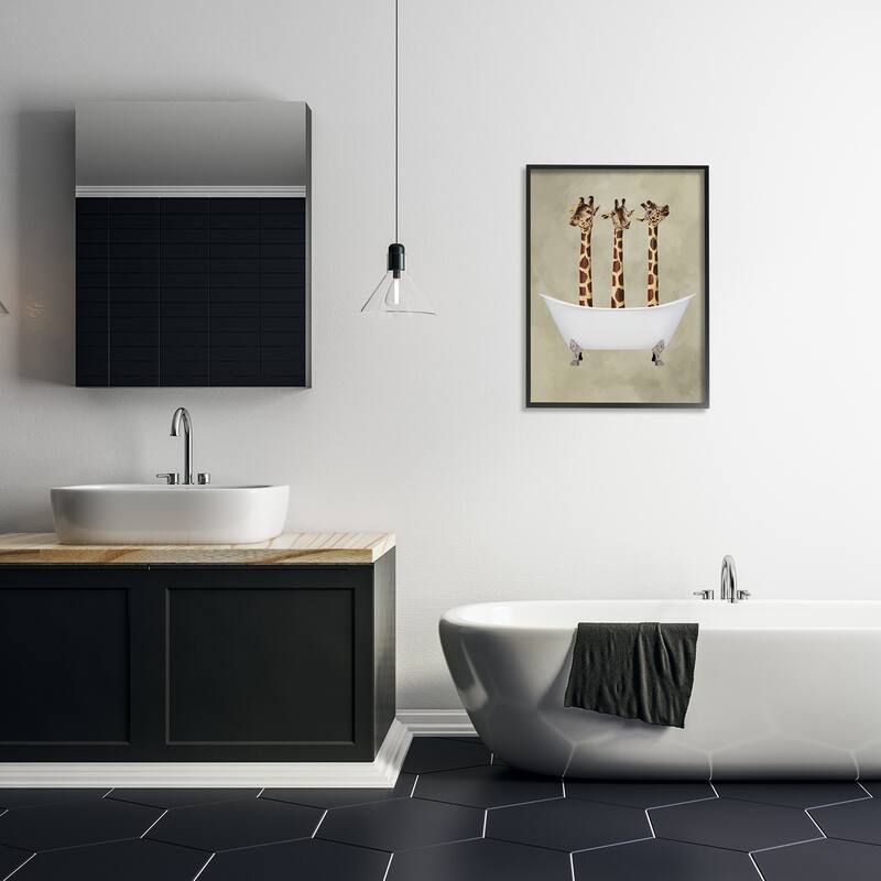Stupell Three Giraffes In A Bathtub Framed Art, 11x14, Design By Artist Coco de Paris