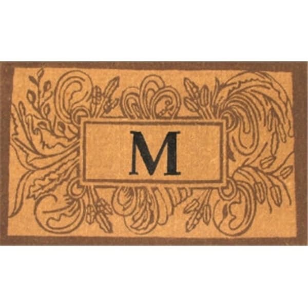 Geo Crafts G131 MARSEILLE 2439 24 x 39 in. Imperial Monogram with Leaf Design Coco Mat