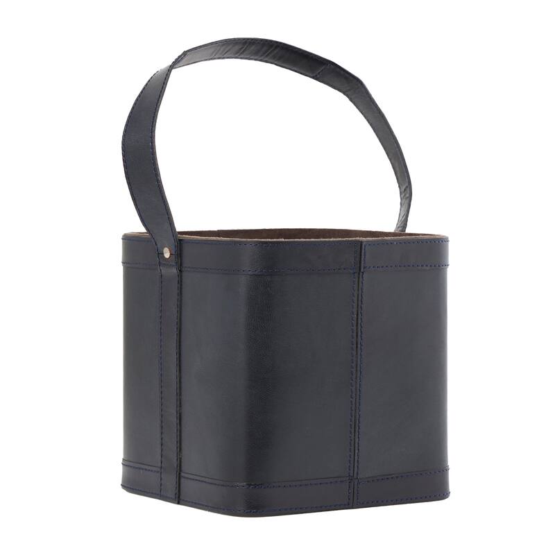 Sleek Leather 4-Bottle Wine Holder with Carrying Handle - Dark Blue, Brown, Red