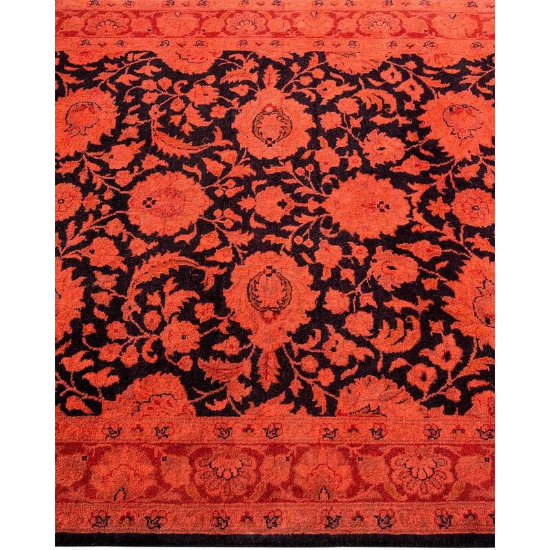 Overton Hand Knotted Wool Vintage Inspired Modern Contemporary Overdyed Orange Area Rug - 3' 2" x 4' 10"