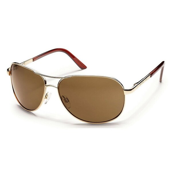 Shop Suncloud Aviator Metal Alloy Sunglasses (Gold/Brown ...