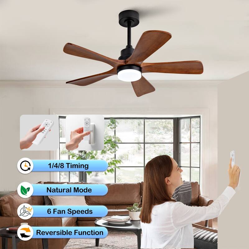 42" Ceiling Fans with Lights and Remote, Noiseless Reversible DC Motor
