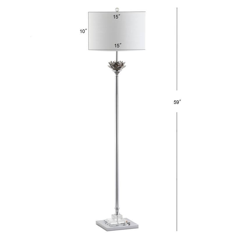 Francine Lotus 59" Crystal / Metal LED Floor Lamp, Smoke Gray/Chrome by JONATHAN Y - 59" H x 15" W x 15" D