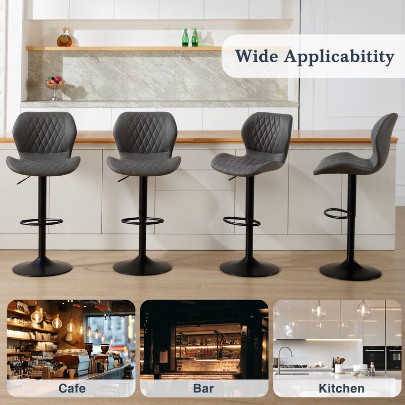 HOMYKA Swivel Adjustable Height Stool Set of 4