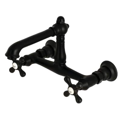 Kingston Brass English Country Two-Handle 2-Hole Wall Mount Bathroom Faucet