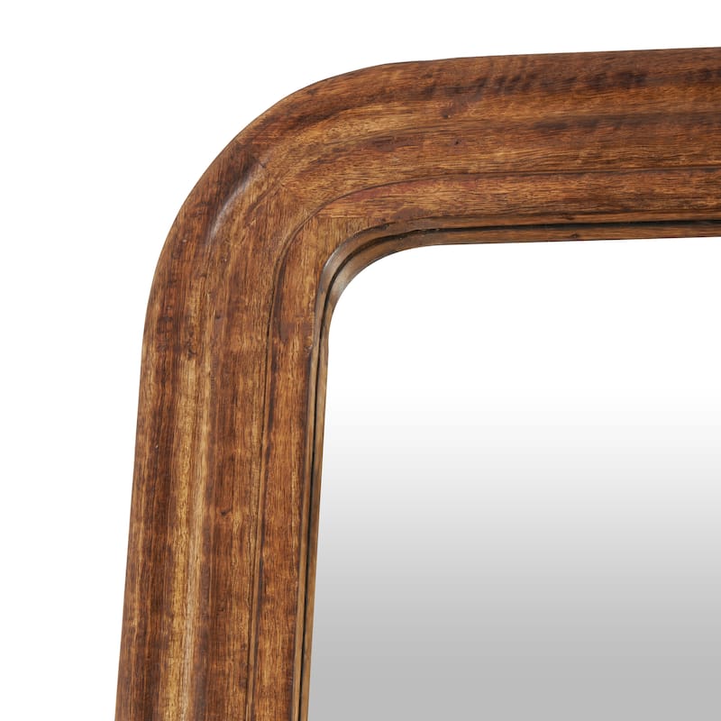 Mango Wood Distressed Room Floor Mirror with Carved Grooves - Black or Brown - Roche River Decor