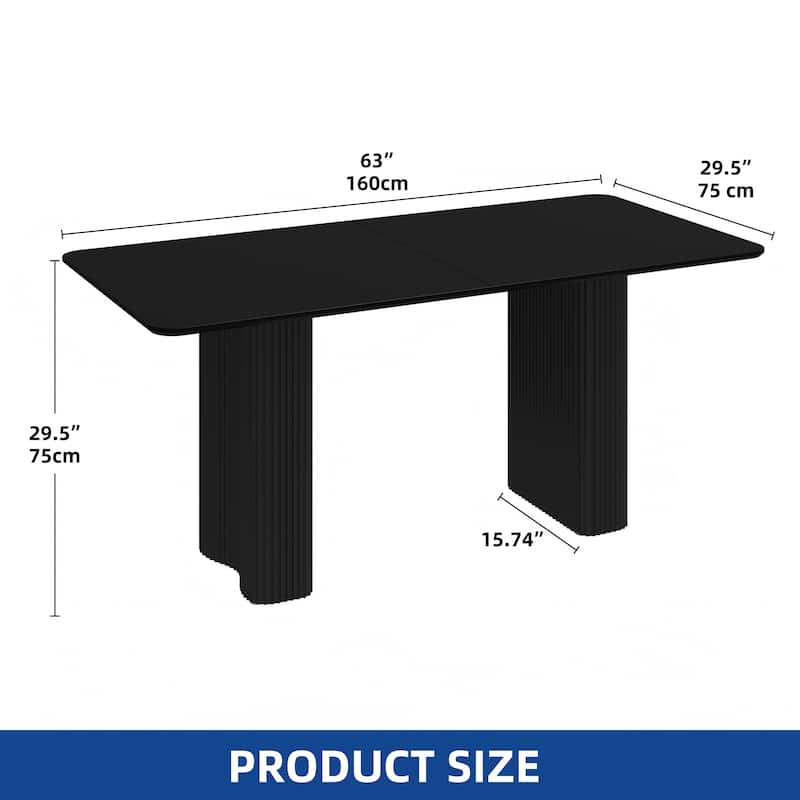 Moasis Modern Dining Table for Kitchen Dining Room for 6-8 People Creamy White - Black - 63"