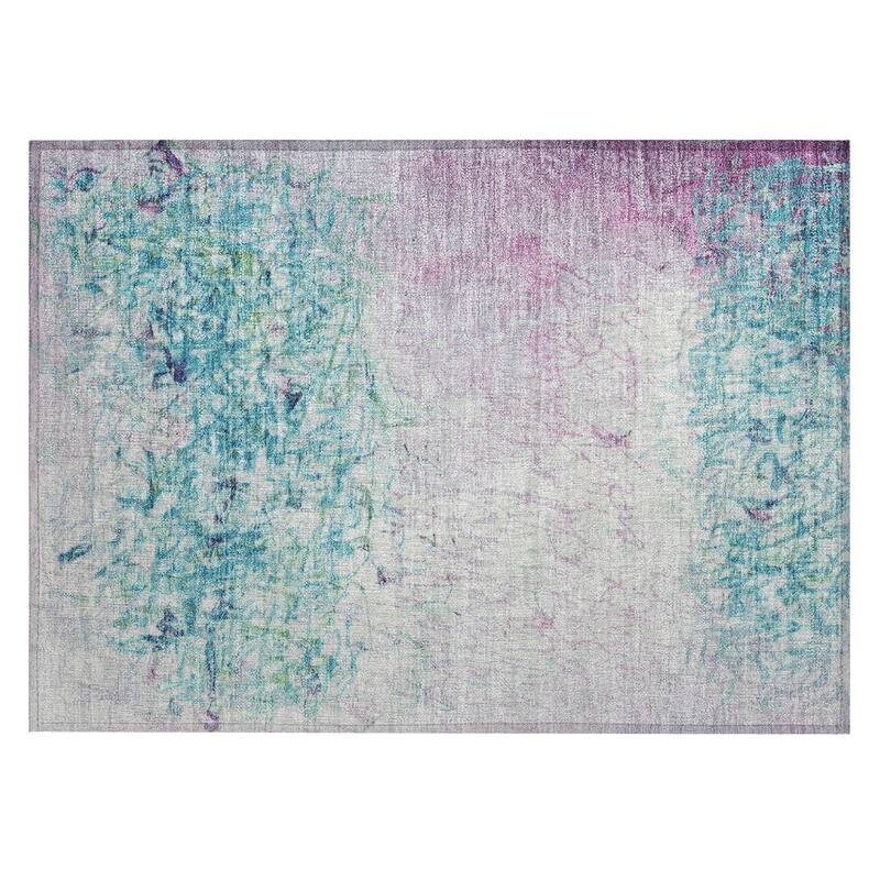 Machine Washable Indoor/ Outdoor Abstract Scribble Chantille Rug