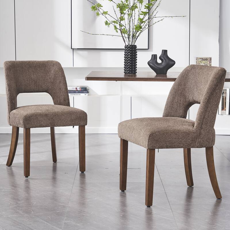Wooden Dining Chairs Set of 2/4/6,Modern Fabric Upholstered Dining Room Chair Kitchen Chairs - Set of 2 - Brown