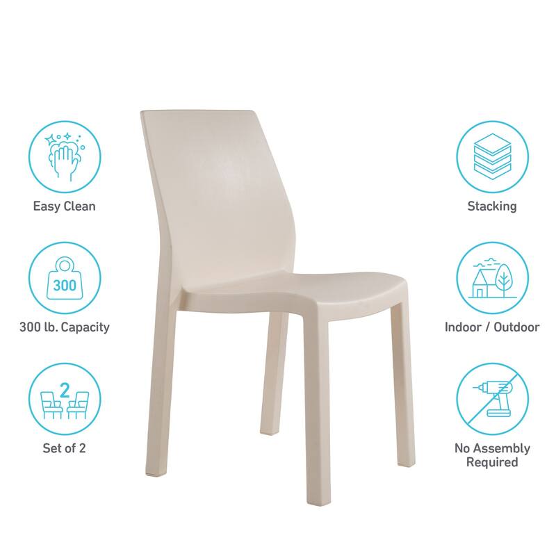 WRGHOME Modern Stacking Patio Dining Side Chair Indoor/Outdoor (Set of 2) - 33.27'' H X 18.50'' W X 21.06'' D